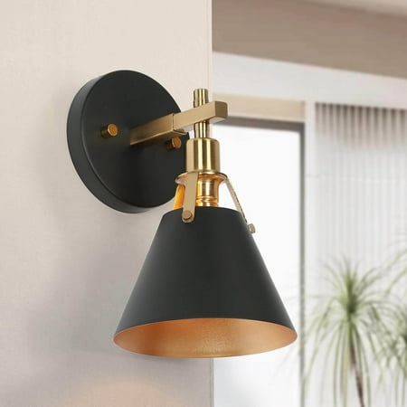

LNC 6-in W 1-Light Matte Black and Electroplating Gold Modern/Contemporary LED Wall Sconce for Dressing Room Powder Room