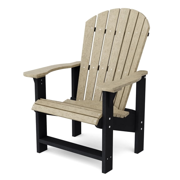 Wildridge Heritage Upright Adirondack Chair, Weathered Wood and Black - Outdoor All-Weather Poly Furniture for Patio, Deck, Yard