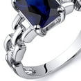 thumbnail image 2 of PEORA Created Blue Sapphire Chain Link Ring for Women 925 Sterling Silver, 2 Carats Radiant Cut 8x6mm, Size 9, 2 of 4