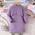 thumbnail image 4 of Gelikeya Girls 2 Piece Outfits Vertical Stripes Long Sleeve Sweater Crop Tops Camisole Pencil Dress Set Baby Clothes (Purple, 9-12 Months), 4 of 8