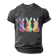 thumbnail image 3 of Tops for Men under $5 Short Sleeve Round Neck Easter Eggs Rabbit Print Shirt Gray L, 3 of 5
