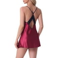 thumbnail image 3 of INSPIRE CHIC Women's Lingerie Lace Chemise Satin Slip Silky Nightie Backless Babydoll Nightgowns XS Red, 3 of 5