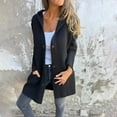thumbnail image 4 of Penkiiy Womens Jackets Casual Single Breasted Hooded Jacket Lapel Neck Long Sleeve Solid Color Trench Coat for Women 2024 M Black, 4 of 7