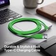 thumbnail image 2 of Powertek Neon Green Silicone USB-A to USB-C Cable, 6ft Fast Charge & Sync Cord, Durable Tangle-Free Design for USB-C Devices, 2 of 6