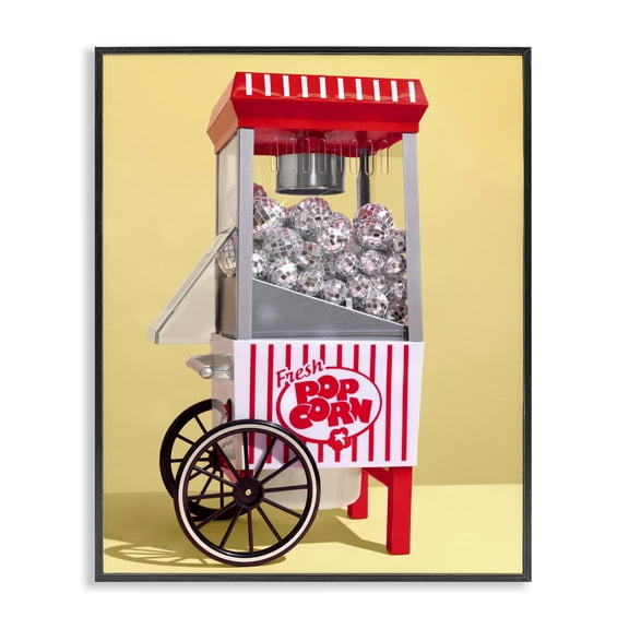 Stupell Industries Glam Disco Popcorn over Yellow Black Framed Giclee Art, 11 x 14, by LISH Creative