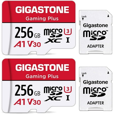 Gigastone 256GB Micro SD Card, Gaming Plus, Nintendo Switch Compatible, High Speed 100MB/s, 4K Video Recording, compatible with Nintendo Switch Dash Cams GoPro Cameras, 2 Pack (2x256GB)