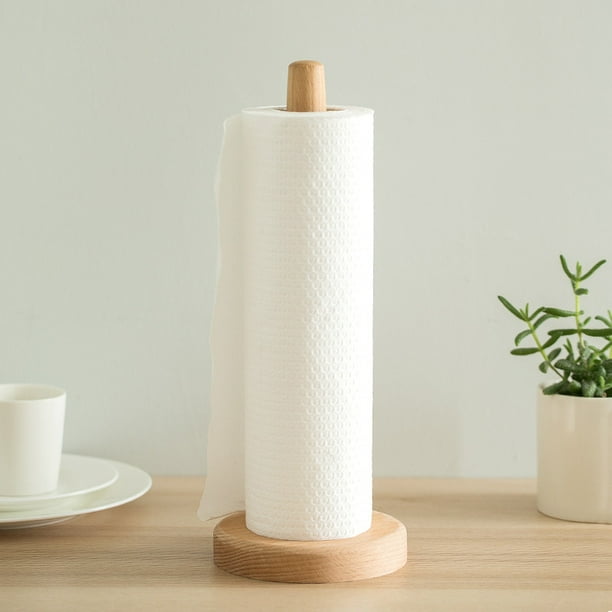 Wooden Natural Paper Towel Holder Round Bottom Paper Roll Holder Desk Kitchen Paper Holder Walmart Com Walmart Com