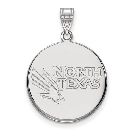 Sterling Silver LogoArt Official Licensed Collegiate University of North Texas (UNT) Large Disc Pendant
