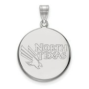 Sterling Silver Official Licensed Collegiate University of North Texas (UNT) Large Disc Pendant