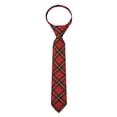 thumbnail image 3 of Jacob Alexander Young Boys' Royal Tartans Plaid Wallace 11 inch Pre-Tied Zipper Neck Tie - Red, 3 of 7