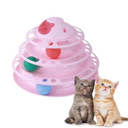 4 Layers Cat Track Track Interactive Four-Layer Turntable Disk Kitten Cats , Pink