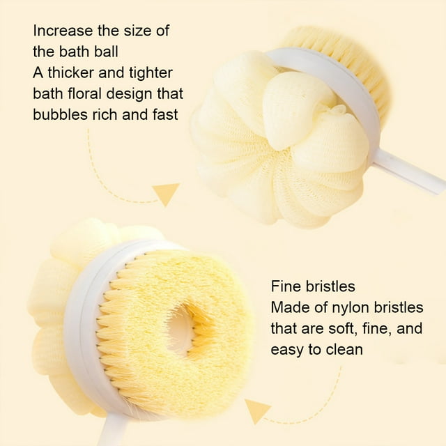 mmirethe Brosse de Douche à Manche Prolongé, Ajustable, Multifonctionnelle, PP, Ensemble de Brosses pour le Corps