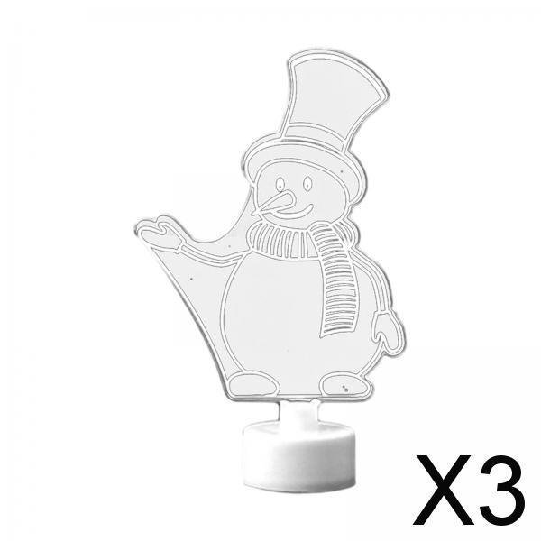 3x Luces de Decoración Navideña, Estatuilla de Escena de Navidad, Adorno de Decoración Navideña Acrílica, Luces Navideñas, Decoraciones Intermitentes 3 piezas