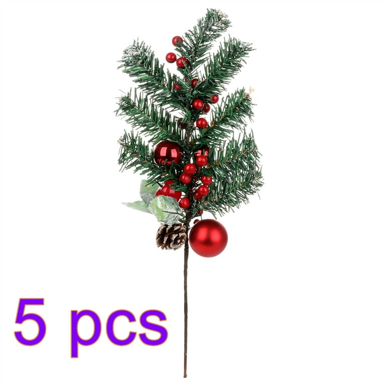 Coolmade 12 Pack Christmas Glitter Berries Stems, 7.8inch Artificial Christmas Picks for Christmas Tree Ornaments, DIY Xmas Wreath, Crafts, Holiday