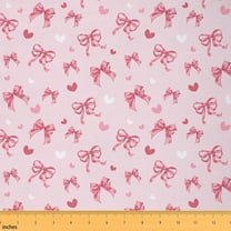 jejeloiu Kawaii Bowknot Bow Fabric by the Yard 1 Yard,Ribbon Bowtie Heart Home Decor Fabric by the Yard,Girls Pink Sewing Fabric For Teens,Microfiber Bedroom Decor