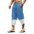 thumbnail image 2 of BLTIBY Men's Summer Cotton Linen Shorts Elastic Waist Shorts Sweatpants Work Casual Breathable Lightweight Stylish Smart Beach Athletic Shorts Pants with Multi Pockets Blue 3 4XL, 2 of 6