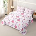 thumbnail image 3 of Metsweet Floral Unicorn Bed Spread Queen, Chic Flowers Queen Coverlet Set, Pink Purple White, 3 of 7