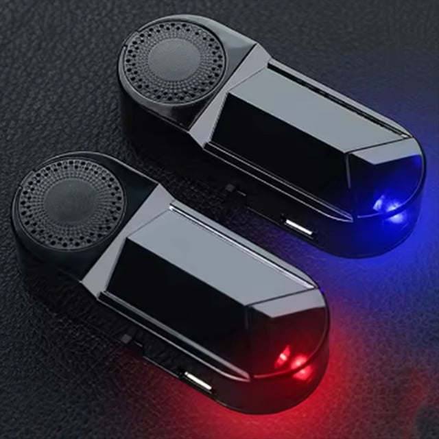 2Pcs Car Fake Security Light Solar Powered Simulated Alarm Wireless Warning Anti-Theft Lamp with Air Freshener Function