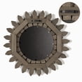 thumbnail image 2 of Farmhouse Wall Decor Mirror 12 inch Sunburst Boho Wood Mirror Rustic Home Decor Room Decoration for Bedroom Living Room Weathered Grey, 2 of 8