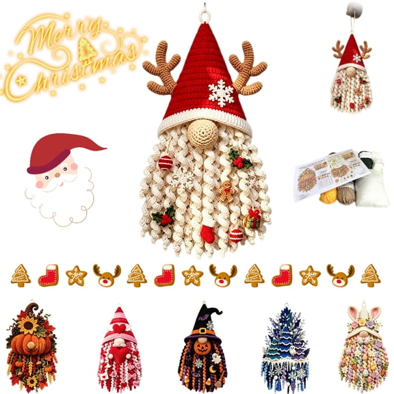 DIY Seasonal 3D Crochet Door Hanger Kit, Festive Wall Decor Craft Set for Adults – Fall, Christmas, Halloween & More