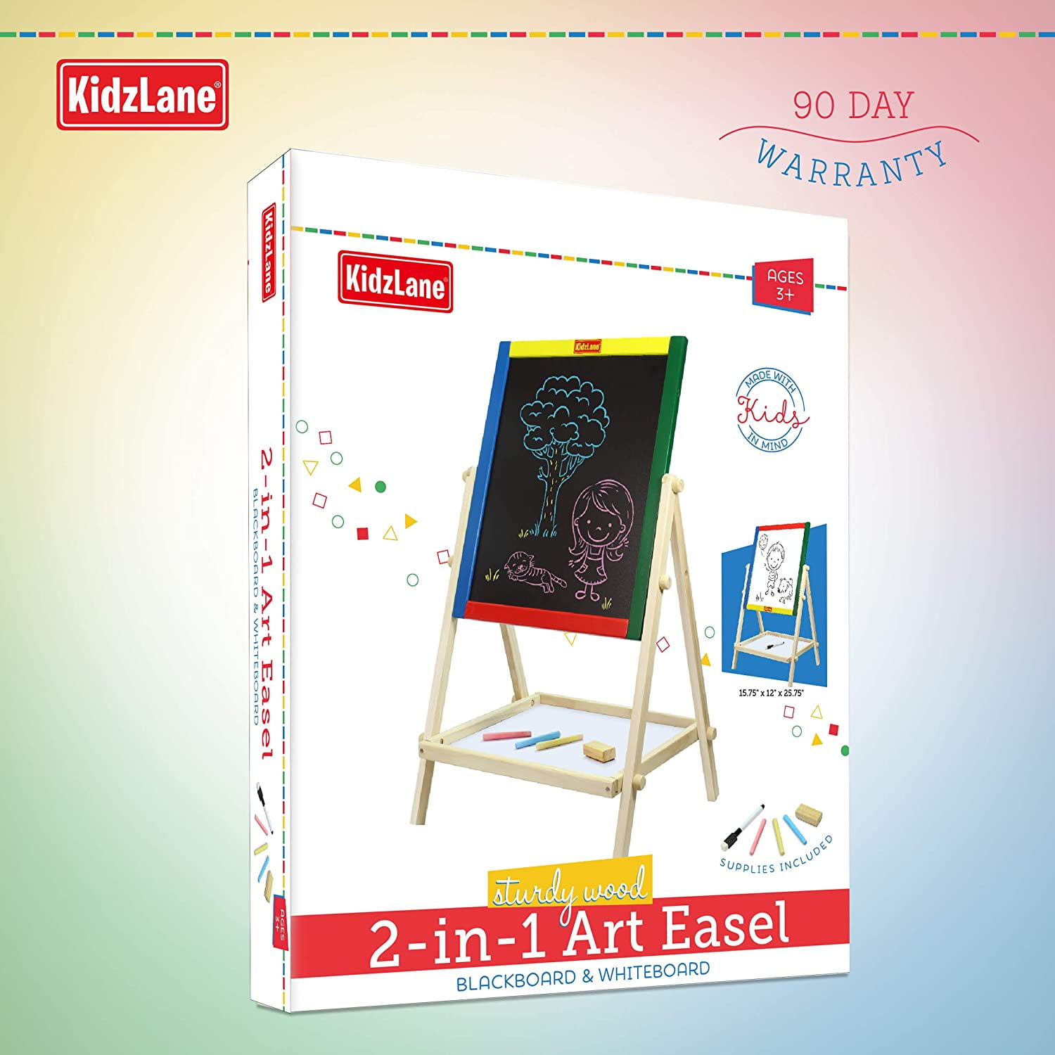 Kidzlane Art Easel for Kids Wooden Toddler Drawing Board 25.75