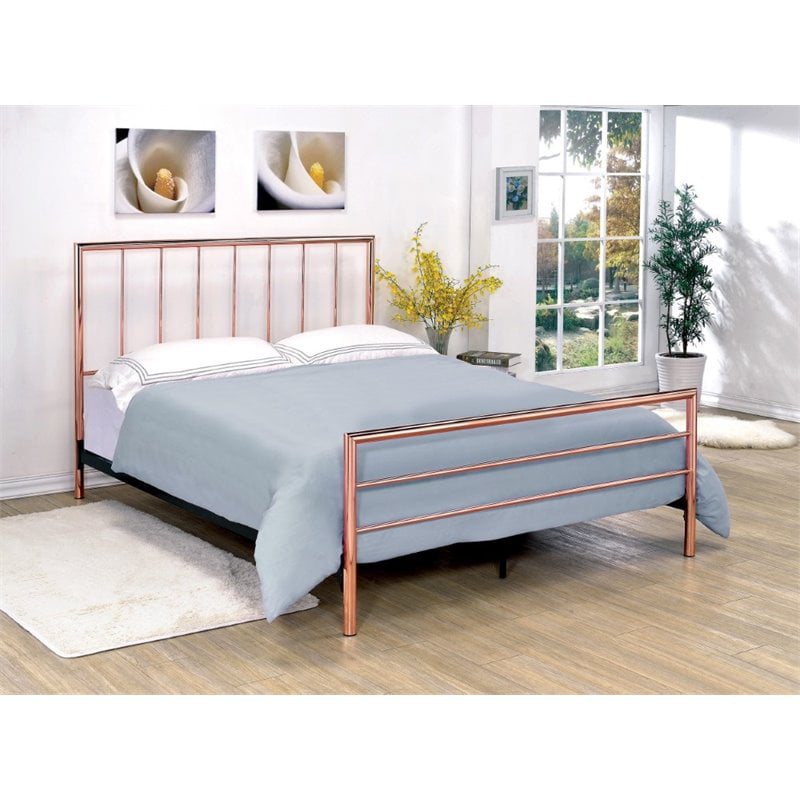 Furniture Of America Constanza Metal, Rose Gold King Bed Frame
