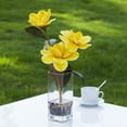 thumbnail image 2 of Enova Home Artificial Real Touch Magnolia Faux Flowers Arrangement in Glass Vase with Faux Water and River Rock for Home Office Wedding Decór (Yellow), 2 of 4