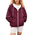 thumbnail image 6 of Bovemsi Sweatshirt for Women Autumn And Winter Zipper Loose Star Pattern Zip Up Hoodie, 6 of 7
