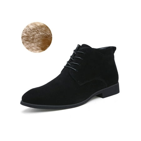 

Ritualay Men Ankle Boot Lace Up Dress Bootie Casual Chukka Boots Lightweight Non Slip Winter Shoes Office Driving Plush Lined Booties Black With Plush 7.5