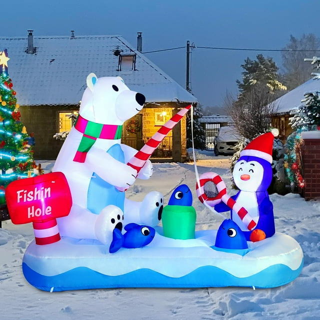 Pingüino navideño inflable Joiedomi con Luces LED 6 pies