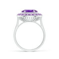 thumbnail image 2 of ANGARA Natural Sideways Oval 2.28 ct Amethyst Double Halo Cocktail Ring in 14K White Gold for Women (Size-10x8mm) | February Birthstone, Anniversary, Jewelry Gift for Women | Natural Amethyst Ring, 2 of 9