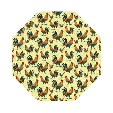 

Matuu Roosters In Farm for Cup Coasters Set of 6 Leather Coasters Desk Coasters for Office Measures 4” x 4” Octagon