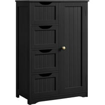 NALYL Wooden Bathroom Floor Cabinet, Free Standing Side Cabinet w/4 Drawers & 3 Tier Cupboard Storage Organizer Unit for Hallway/Entryway, Black