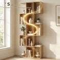 thumbnail image 4 of HOMCOM 5-Tier Bookshelf, S Shaped Geometric Bookcase, Oak, 4 of 10