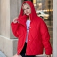 thumbnail image 4 of Black and Friday Clothing Sales Idoravan Women's Quilted Puffer Coat,Women's Fall and Winter Long Sleeved Warm Cotton Jacket Bread Red XL, 4 of 5