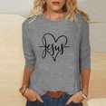thumbnail image 1 of Xihbxyly Blouses pour Femmes Manches 3/4 T-shirt Imprimé Mode Manches 3/4 Blouse Col Rond Hauts Décontractés, 1 of 4