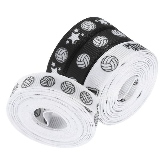 OULII Durable Volleyball Print Ribbon for Decorations Multi Polyester Satin Ideal for Crafting and Party Supplies 1in x 25yd