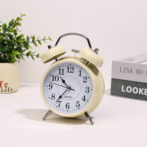 Reloj despertador retro con campana súper ruidosa, reloj despertador electrónico silencioso para niños, reloj de cuarzo luminoso sencillo para sala de estar, dormitorio y estudiantes