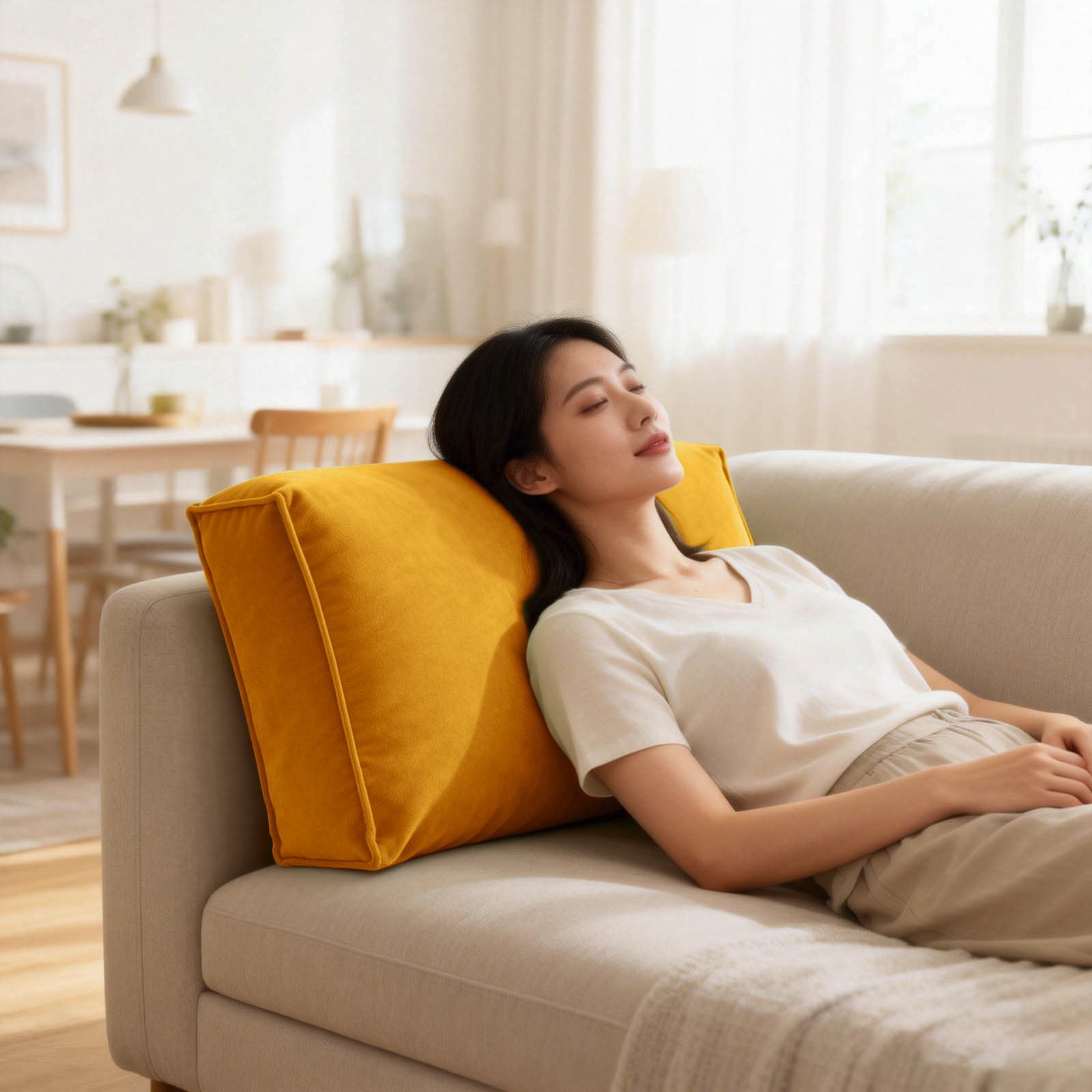 Gytml Couch Back Cushion, Pure Color Soft Sofa Back Support With Removable Velvet Cover, Comfortable Large Lumbar Support Pillow For Sofa Bedside Window E-60x45x12cm