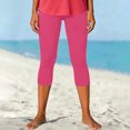 thumbnail image 4 of Stamzod Workout Leggings for Women High-Waisted Stretchy Capri Leggings Casual Soft Cropped Yoga Pants Summer Clothes Pink B S, 4 of 6