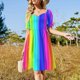 thumbnail image 4 of Vestido de manga corta con estampado de barras luminosas, vestido de verano para mujer , vestido de noche de playa estilo coreano para mujer, 4 of 7
