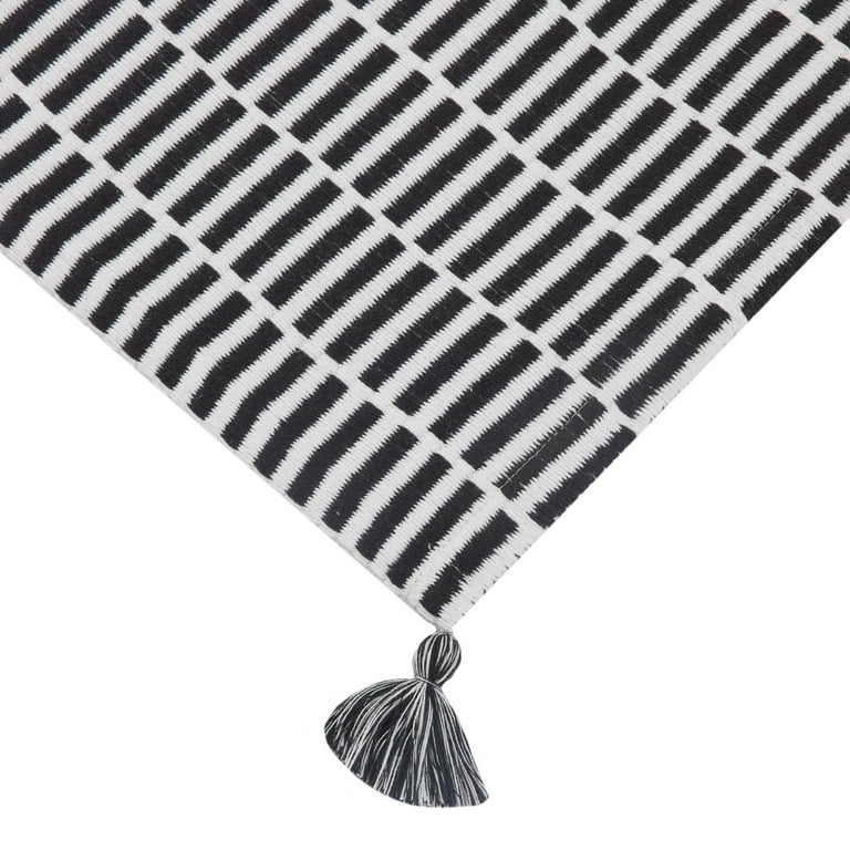 Mainstays Woven Stripe Table Runner 14 inch x 72 inch Black and White 1 Count