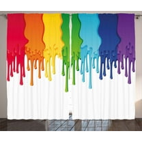 Ambesonne Abstract Curtains 2 Panel Set, Rainbow Colored Paint, 108" x 63", Multicolor