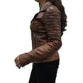 thumbnail image 2 of Women's Genuine Brown Lambskin Leather Jacket Motorcycle Slim Fit Biker Jacket W525, 2 of 4