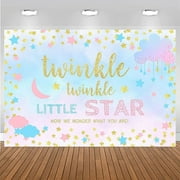 Custom Twinkle Star Gender Reveal Decoration Boy or Girl Gender Reveal Backdrop Vinyl Twinkle Twinkle Little Star Banner Supplies(White,7x5ft)