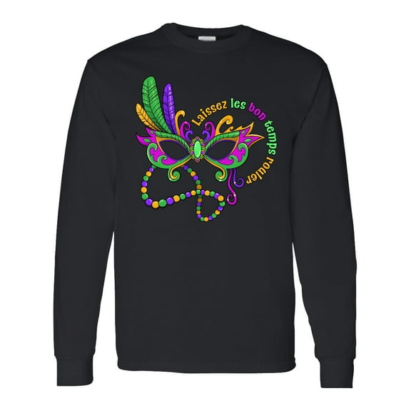 Inktastic Laissez Les Bon Temps Rouler Mardi Gras Mask Long Sleeve T-Shirt