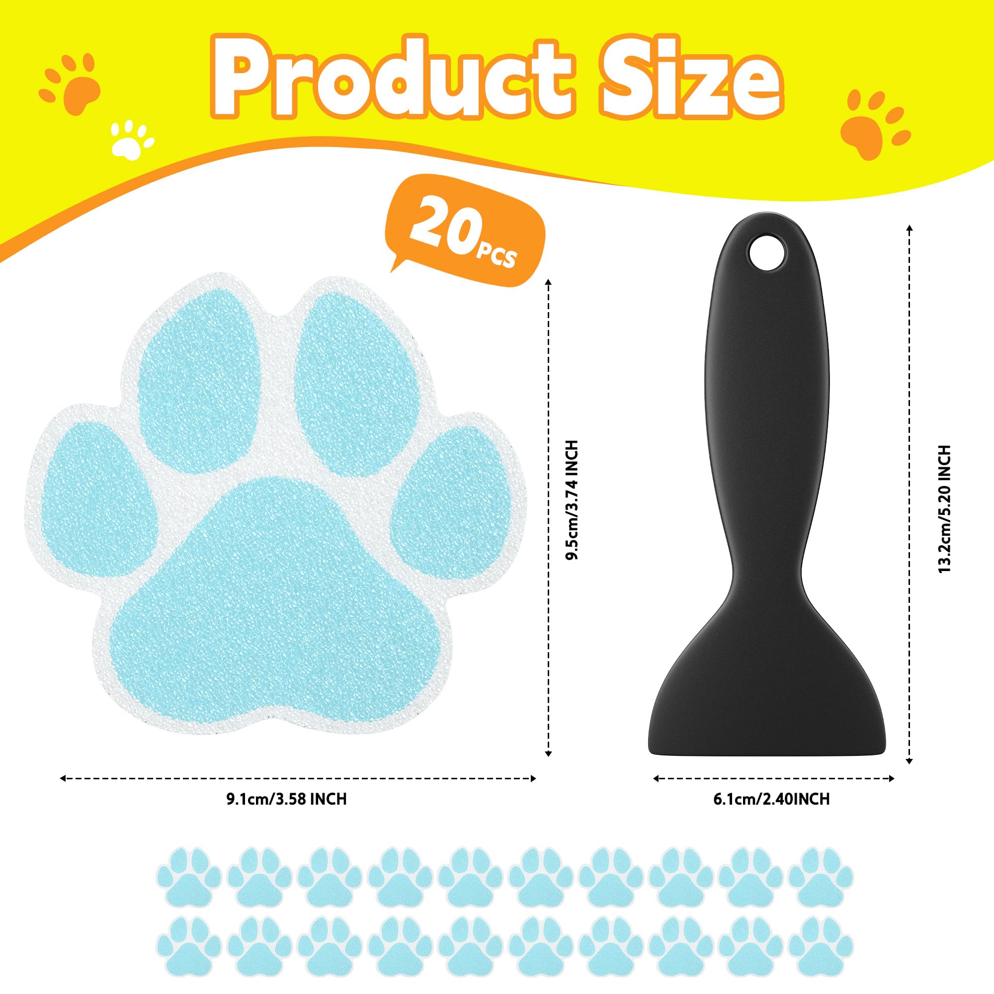 Non-Slip Bathtub Stickers, 20 PCS Large Safety Bathroom Tubs Showers Treads Adhesive Decals with Premium Scraper (Black)
