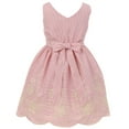 thumbnail image 2 of Little Girls Sleeveless Stripe Pearl Floral Easter Summer Flower Girl Dress USA Pink 2 (2J1K1S0), 2 of 3
