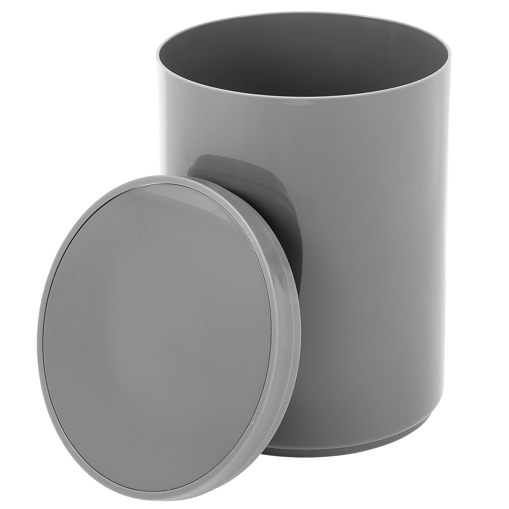 mDesign Plastic Small Round 1.7 Gallon Trash Can with Swing Lid - Charcoal Gray