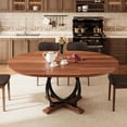 thumbnail image 4 of iPormis 59'' Extendable Round Dining Table for 4 to 8, Kitchen Table with Sturdy X-Base Metal Legs, MDF Board , Space Saving, Easy Assembly,Walnut, 4 of 8